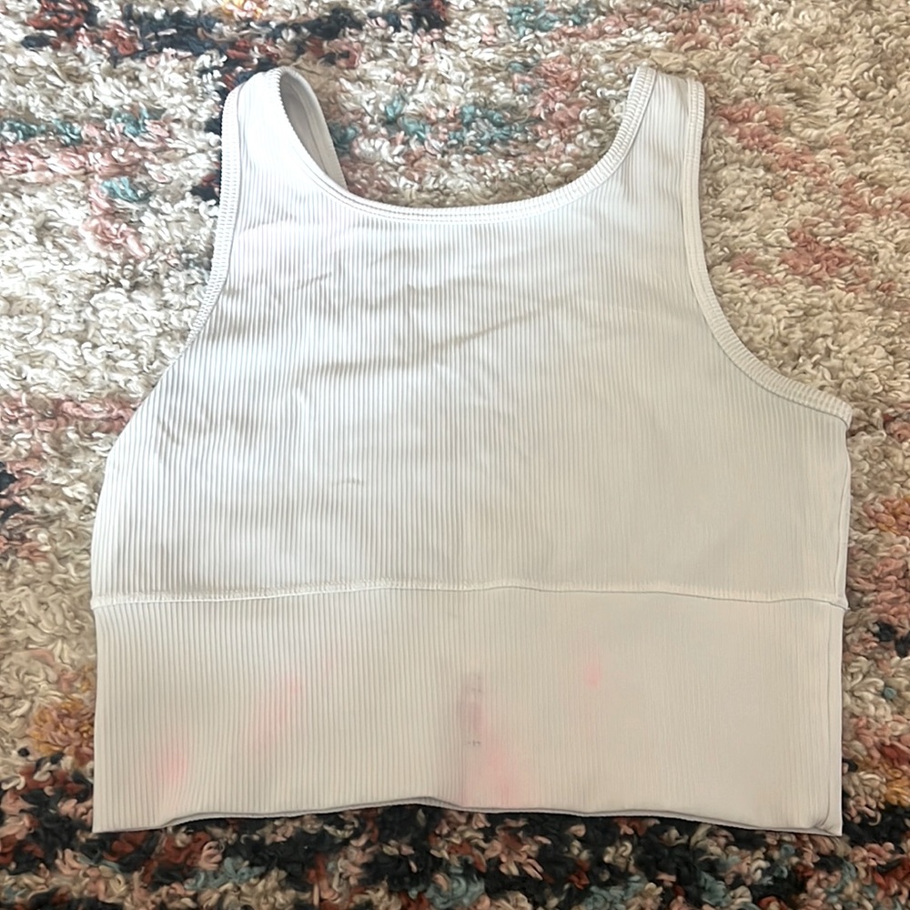 White ribbed Amazon workout top, size 4